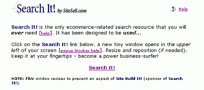 Opening screen, Search It
