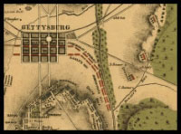 Detail of Civil War map of Gettysburg PA 1863